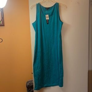 Aqua Blue Sleeveless Midi Dress